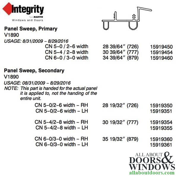 Integrity Hinged Door Sweep, Secondary 3-0 Door LH - Integrity Hinged Door Sweep, Secondary 3-0 Door LH