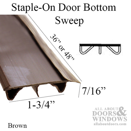 Door Bottom / Sweep, Staple-On, Low Profile, Brown - Door Bottom / Sweep, Staple-On, Low Profile, Brown