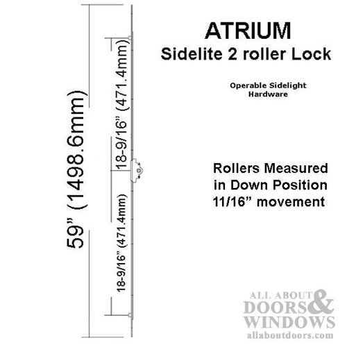 Atrium 2 roller venting sidelight hardware - 25mm Operable - Brass - Atrium 2 roller venting sidelight hardware - 25mm Operable - Brass