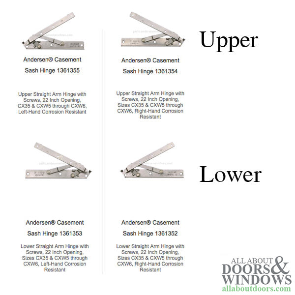 Andersen 22 Inch Enhanced Casement Corrosion Resistant Straight Arm Sill Hinge, Left - Andersen 22 Inch Enhanced Casement Corrosion Resistant Straight Arm Sill Hinge, Left