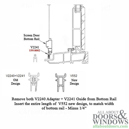 V552 BOTTOM GUIDE BAR - Standard Sliding Screen - 6 feet (74