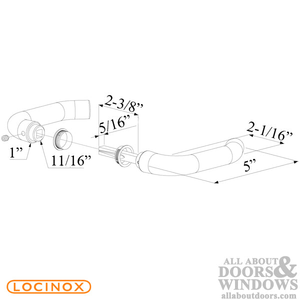 Aluminium Locinox Gate Handle Pair with 2-1/2