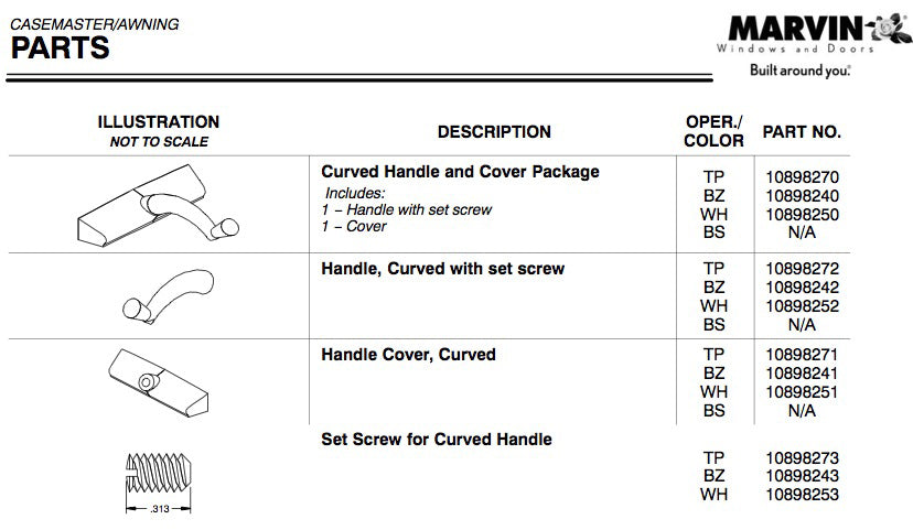 Marvin Handle for Casement or Awning Windows - Satin Taupe - Marvin Handle for Casement or Awning Windows - Satin Taupe