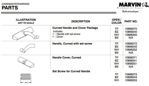 Marvin Handle for Casement or Awning Windows - Satin Taupe - Marvin Handle for Casement or Awning Windows - Satin Taupe