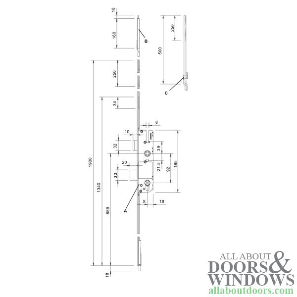 Cremona 35/92 Active Shootbolt, 3 Point lock - Black - Cremona 35/92 Active Shootbolt, 3 Point lock - Black