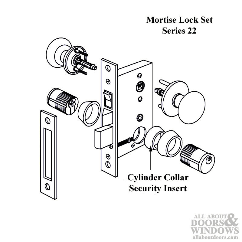 Discontinued - Mortise Lock Set, Replacement for Marks 22AC - Brass, RH / LHR - Discontinued - Mortise Lock Set, Replacement for Marks 22AC - Brass, RH / LHR