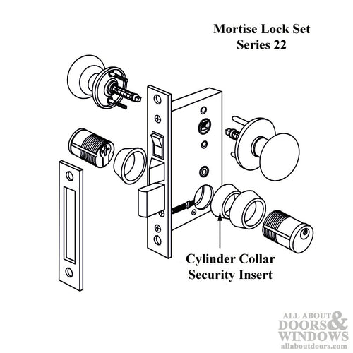 Discontinued - Mortise Lock Set, Replacement for Marks 22AC - Brass, RH / LHR - Discontinued - Mortise Lock Set, Replacement for Marks 22AC - Brass, RH / LHR