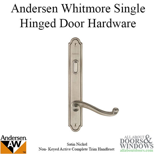 Hardware Kit, Single Door, Whitmore, Active Door - Brushed/Satin Nickel