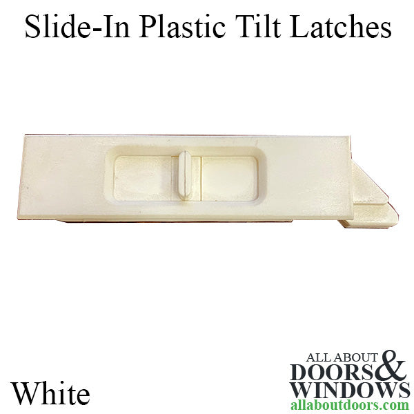 Tilt Latch, Slide in Plastic, Left Hand - White - Tilt Latch, Slide in Plastic, Left Hand - White