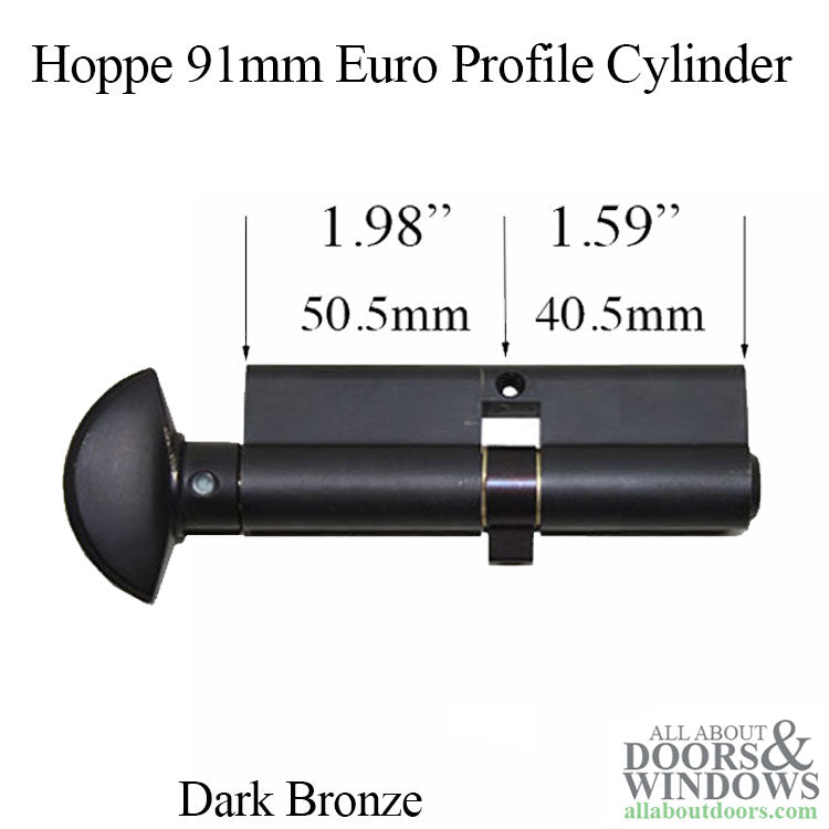 Hoppe 91mm Non-logo Euro Profile Cylinder, 50.5/40.5 - Dark Bronze - Hoppe 91mm Non-logo Euro Profile Cylinder, 50.5/40.5 - Dark Bronze