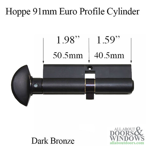 Hoppe 91mm Non-logo Euro Profile Cylinder, 50.5/40.5 - Dark Bronze - Hoppe 91mm Non-logo Euro Profile Cylinder, 50.5/40.5 - Dark Bronze