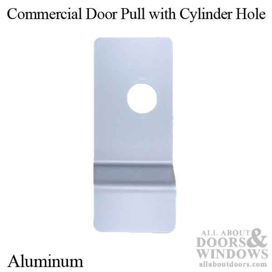 Exit Device Pull Trim Plate with Cylinder Hole - Aluminum