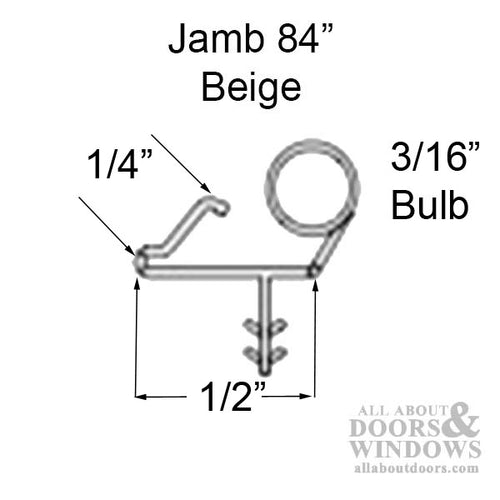 Marvin Casement Window, Bulb Weather strip, Jamb - 84 inch - Beige - Marvin Casement Window, Bulb Weather strip, Jamb - 84 inch - Beige