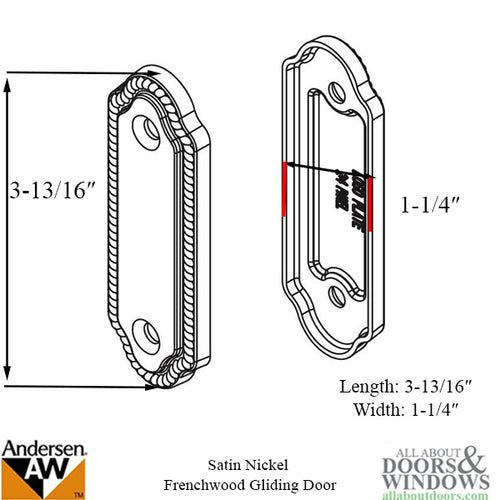 Andersen Frenchwood Gliding Door - Cover/Logo Plate - Whitmore - Brushed/Satin Nickel - Andersen Frenchwood Gliding Door - Cover/Logo Plate - Whitmore - Brushed/Satin Nickel