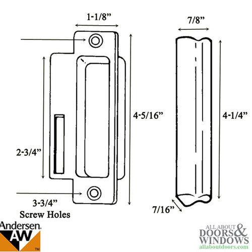 Andersen Window - PSI Gliding Door - 2 Panel Screen Door Handle - Interior \ Exterior Set - White - Andersen Window - PSI Gliding Door - 2 Panel Screen Door Handle - Interior \ Exterior Set - White