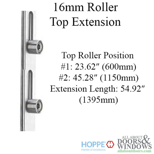 16mm Manual 4 Roller Top Extension, Rollers @  23.62 and 45.28",  54.92" Length