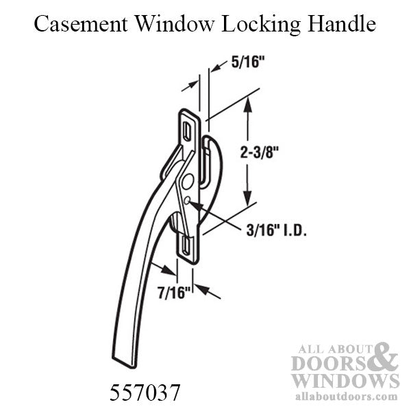 Casement Window Universal Locking Handle, Zinc Diecast, Non-Handed - Aluminum - Casement Window Universal Locking Handle, Zinc Diecast, Non-Handed - Aluminum