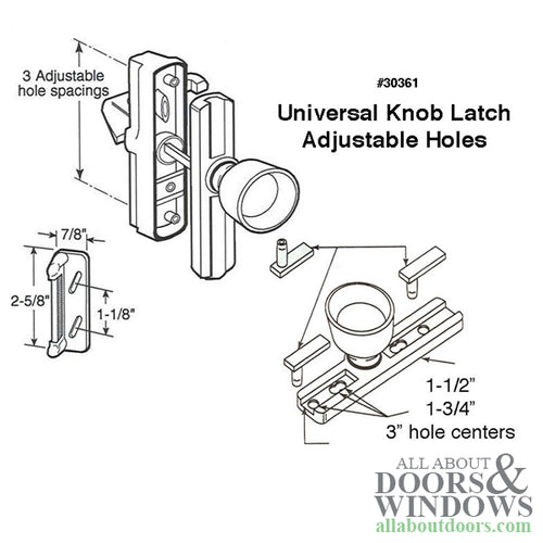 Storm Door Tulip Style Knob Latch with Universal Adjustable Holes - Storm Door Tulip Style Knob Latch with Universal Adjustable Holes