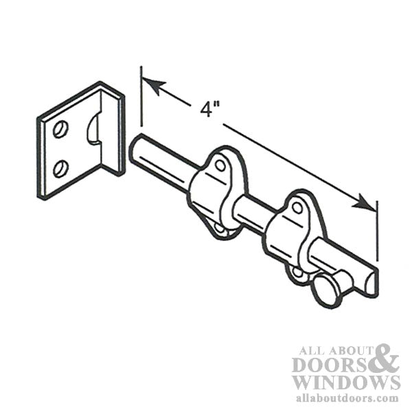 Slide Bolt - Flush Mount - 4 In Length - Polished Chrome - Slide Bolt - Flush Mount - 4 In Length - Polished Chrome