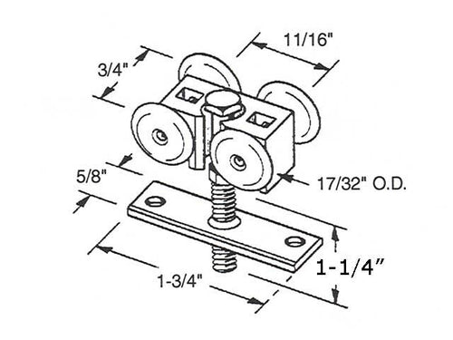Multi-Fold Shutter Hanger, Long Bolt - Multi-Fold Shutter Hanger, Long Bolt
