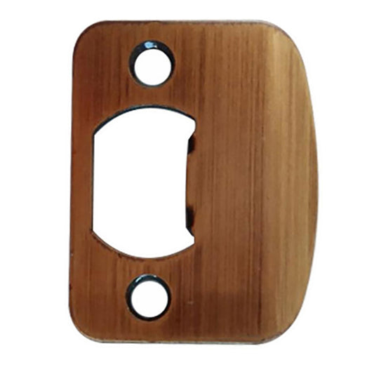 2-1/4" Radius Corner Full Lip Strike Plate with Adjustable Tab - Antique Brass