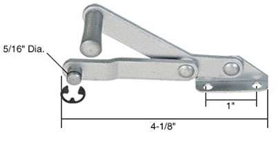 Louver/ Jalousie Window Operator, 2-1/4 inch link, Lever, Alum - Right Hand