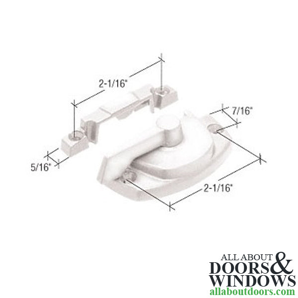 Sash / Cam Lock - Vinyl and Aluminum Sash Hardware, Diecast - White - Sash / Cam Lock - Vinyl and Aluminum Sash Hardware, Diecast - White