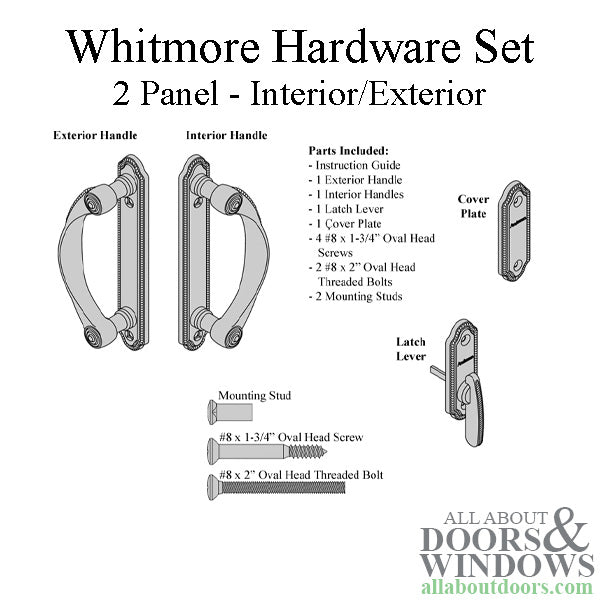 Andersen Whitmore 2-Panel Gliding Door Interior/Exterior Trim Hardware - Satin Nickel - Andersen Whitmore 2-Panel Gliding Door Interior/Exterior Trim Hardware - Satin Nickel