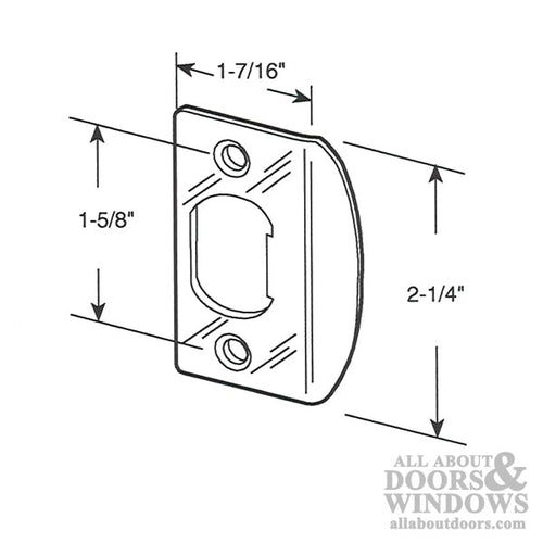 Latch strike - Standard - 1-5/8 Inch HC - Chrome (Each) - Latch strike - Standard - 1-5/8 Inch HC - Chrome (Each)