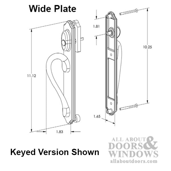 Wide Arch Plate, Active Non-Keyed Sliding Door Handle - Wide Arch Plate, Active Non-Keyed Sliding Door Handle