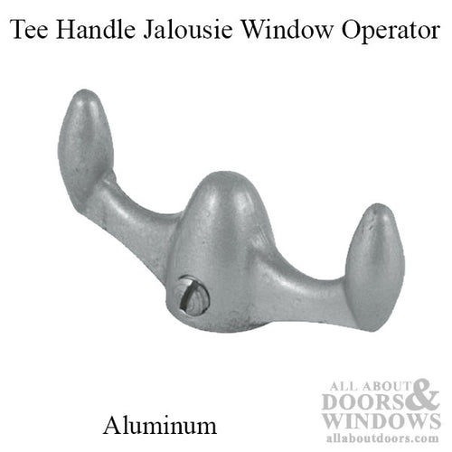 Discontinued - Jalousie Window Tee-Shape Crank Handle, 5/16 Spline, Streamlined - Aluminum - Discontinued - Jalousie Window Tee-Shape Crank Handle, 5/16 Spline, Streamlined - Aluminum