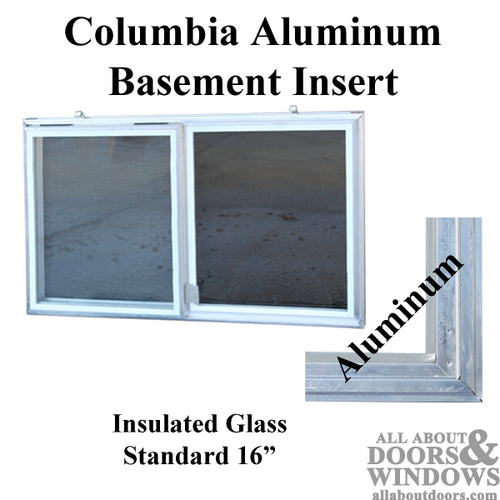 C-310-16 Aluminum Basement WINDOW Insert, Dual Pane Glass - C-310-16 Aluminum Basement WINDOW Insert, Dual Pane Glass