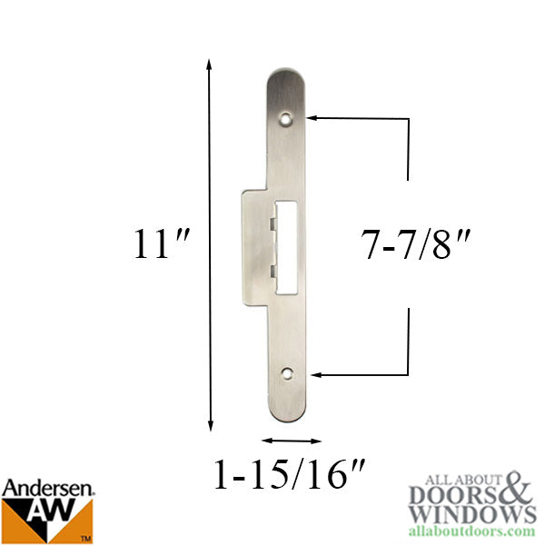 Andersen Latch & Deadbolt Strike Plate Cover, AP/PA  Double Door - Satin Nickel - Andersen Latch & Deadbolt Strike Plate Cover, AP/PA  Double Door - Satin Nickel