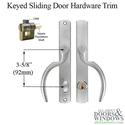 Fontana Style Keyed Entry Sliding Door Handle Set Right Hand - Fontana Style Keyed Entry Sliding Door Handle Set Right Hand