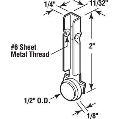 Pair of Window Rollers 1/8 inch x 1/2 inch - Pair of Window Rollers 1/8 inch x 1/2 inch