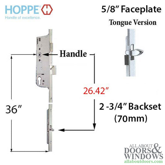 Hoppe 16mm Manual 70/92 Gear, Tongue at 26.42", 1" D/B, 36" HH