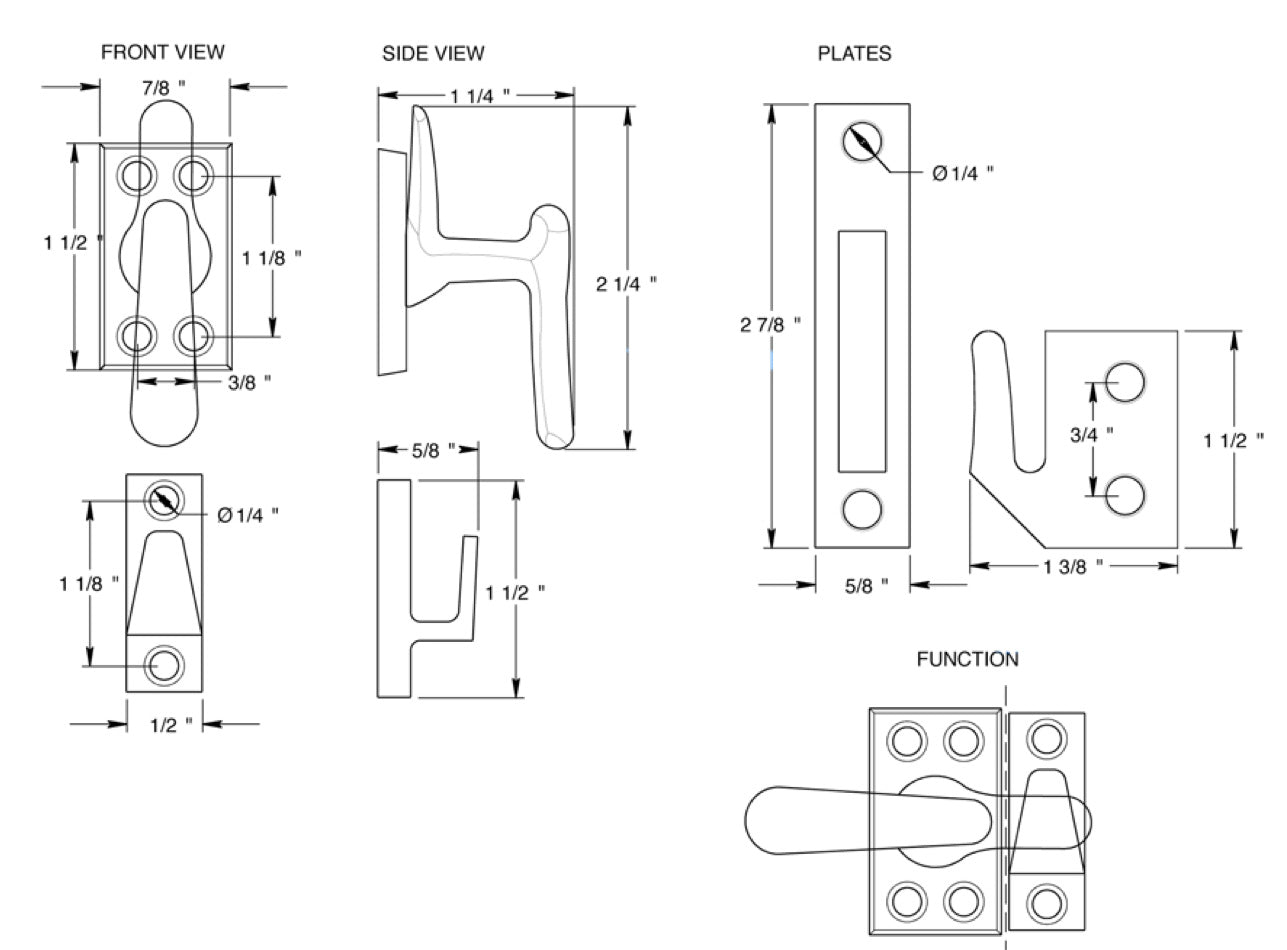 Casement Window Fastener, Small Sash / Cabinet Lock - Choose Color - Casement Window Fastener, Small Sash / Cabinet Lock - Choose Color