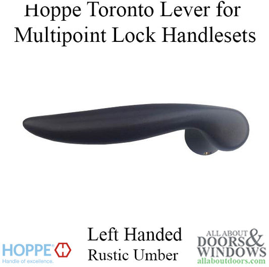 Toronto Lever Handle for Left Handed Multipoint Lock Handlesets - Rustic Umber