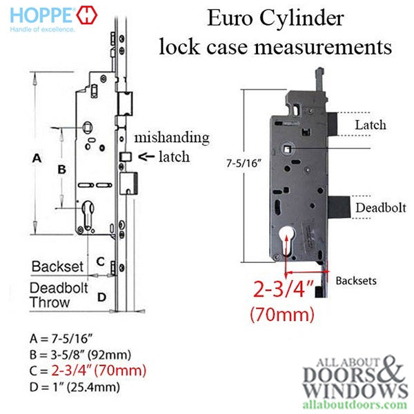 16mm  Hoppe Active 70/92 Shootbolt + Swing Hook @ 24.41