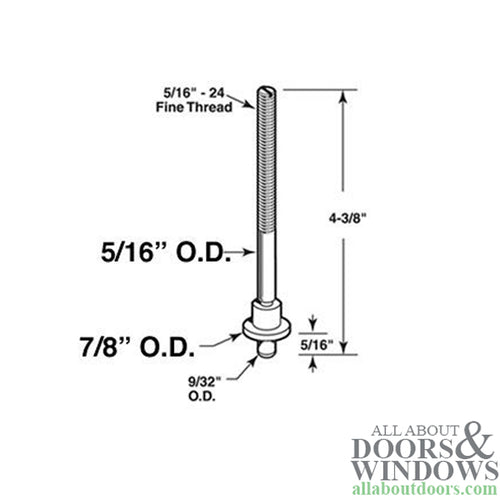 Pivot Rod, 5/16, Bottom Threaded - Pivot Rod, 5/16, Bottom Threaded