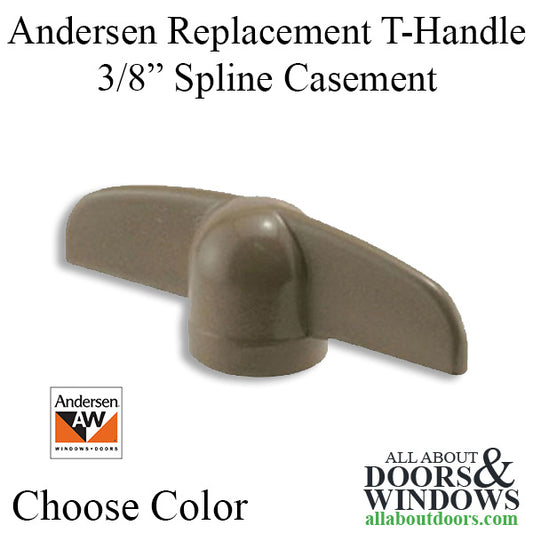 Andersen Replacement T-Handle 3/8 spline  Casement / Awning windows - Choose Color