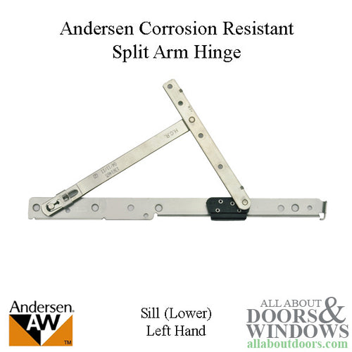 Andersen Casement Left-Hand Corrosion Resistant Split-Arm Sill Hinge - Andersen Casement Left-Hand Corrosion Resistant Split-Arm Sill Hinge