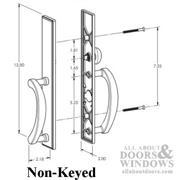 Expressions Wide Square Top, Non- Keyed Sliding Door Handle - Expressions Wide Square Top, Non- Keyed Sliding Door Handle