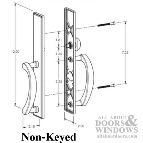 Expressions Wide Square Top, Non- Keyed Sliding Door Handle - Expressions Wide Square Top, Non- Keyed Sliding Door Handle