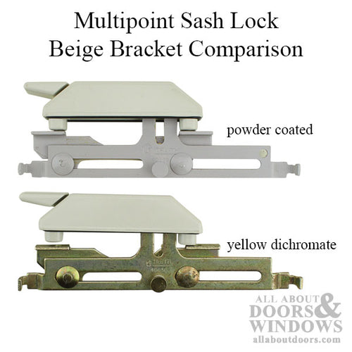 Right Hand Multi-Point Sash Lock with Bracket & Cylindrical Nylon Rivet Sleeve for Tie Bar Applications - Choose Color - Right Hand Multi-Point Sash Lock with Bracket & Cylindrical Nylon Rivet Sleeve for Tie Bar Applications - Choose Color