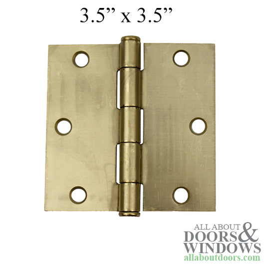 Plain Bearing Hinge 3.5 x 3.5, Sq. Corner - Brushed/Satin Brass