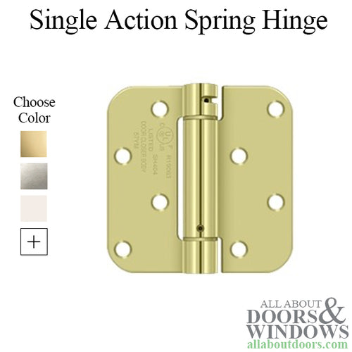 Spring Hinge 4 x 4 x 5/8 radius corner, BENCHMARK Screw Hole Pattern - Choose Finish - Spring Hinge 4 x 4 x 5/8 radius corner, BENCHMARK Screw Hole Pattern - Choose Finish