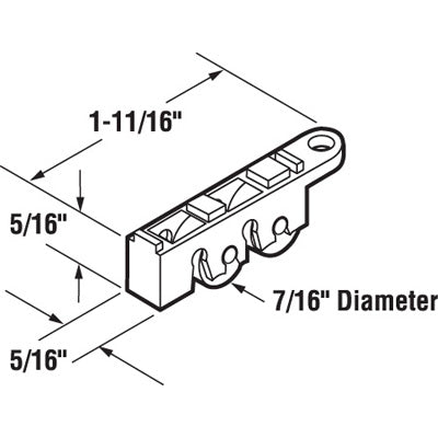 Roller Assembly (Flat) - Sliding Windows, Nylon / Brass - Roller Assembly (Flat) - Sliding Windows, Nylon / Brass