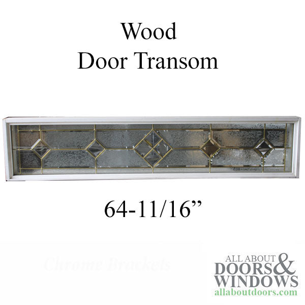 Door Transom Unit Size:  64-11/16 x 13-1/2 Glue Chip, Brass Caming - Door Transom Unit Size:  64-11/16 x 13-1/2 Glue Chip, Brass Caming