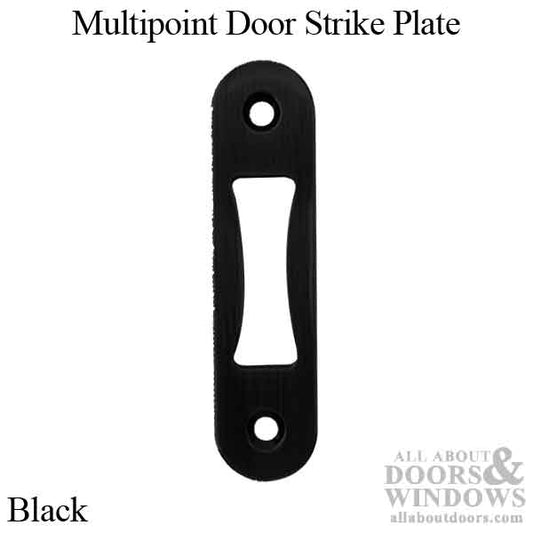 Multipoint Door Radius Corner No Lip Strike Plate for 1-3/4 Inch Door - Black